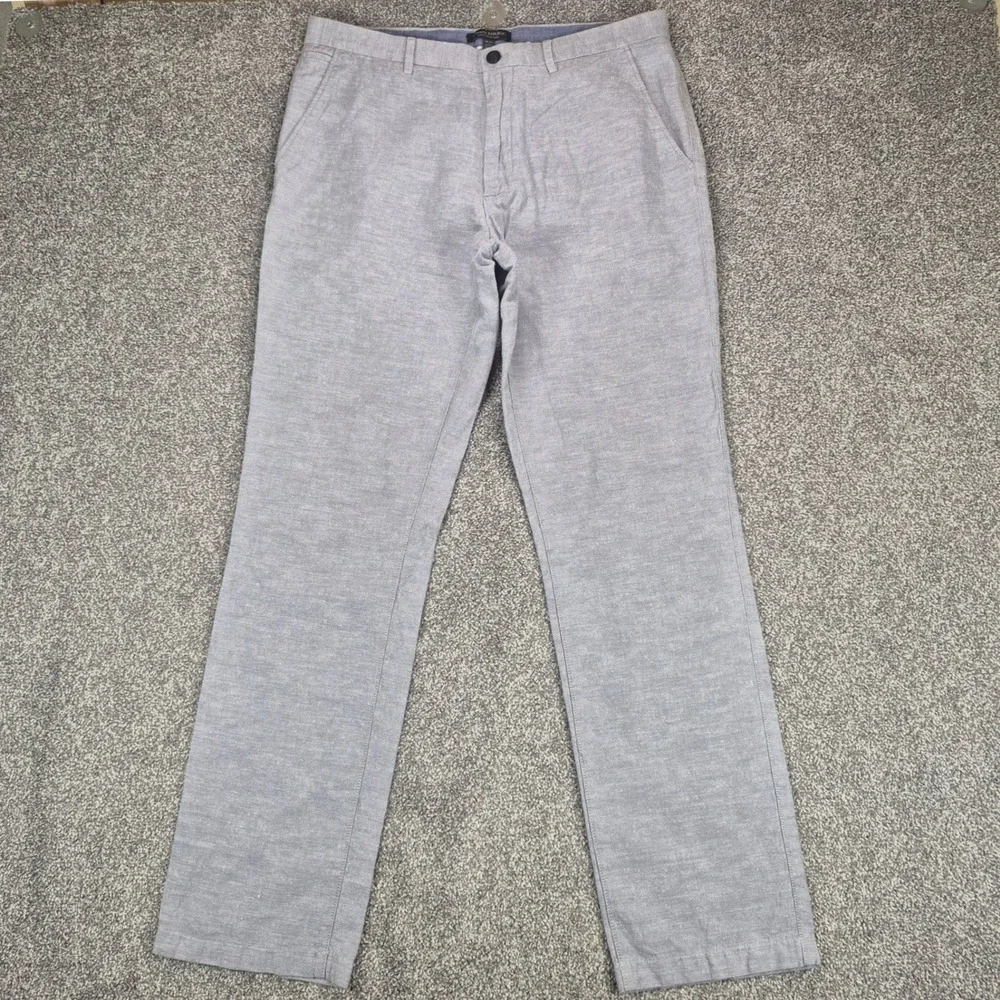 Banana Republic Kentfield Pant Men 34x34 Gray Linen Cotton Blend